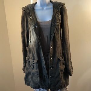 Free People snap front jacket w hood